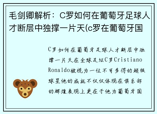 毛剑卿解析：C罗如何在葡萄牙足球人才断层中独撑一片天(c罗在葡萄牙国宝级人物)