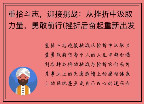重拾斗志，迎接挑战：从挫折中汲取力量，勇敢前行(挫折后奋起重新出发)